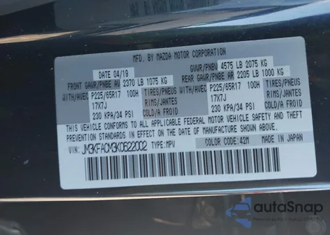 2019 Mazda Cx-5 Touring from USA, damaged, VIN JM3KFACM3K0622002